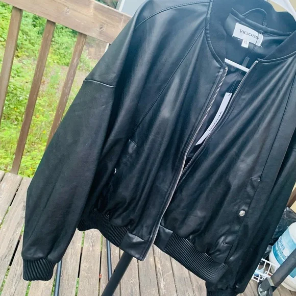 VIGOSS Faux Leather Bomber Jacket NWT - Picture 3 of 7